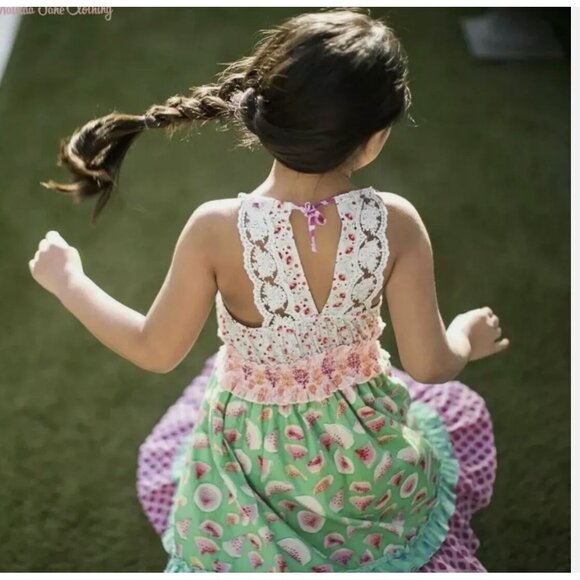 Matilda Jane Adventure begins Slice Of Life Watermelon Dress Girls Size 2 Gently - Picture 1 of 7